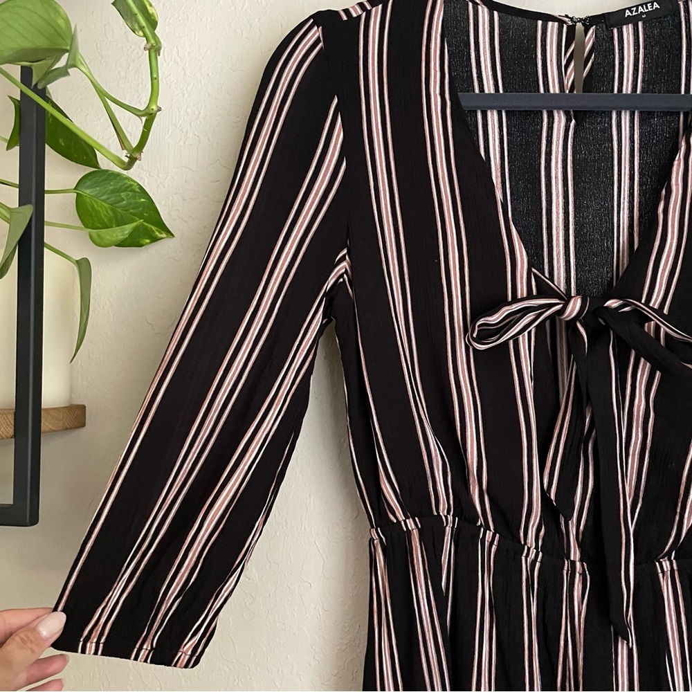 Azalea Stripe Front Tie Romper - Picture 2 of 7